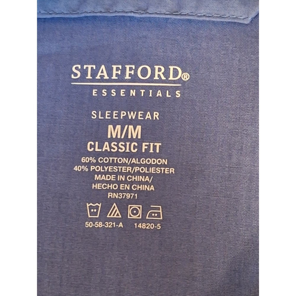 Stafford Essentials Sleepwear Mens Blue Striped Pajama Top Classic Fit Medium - Picture 4 of 9